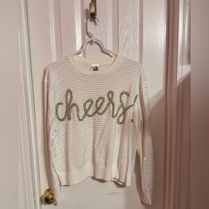 QOS Women's White 'Cheers' Sweater